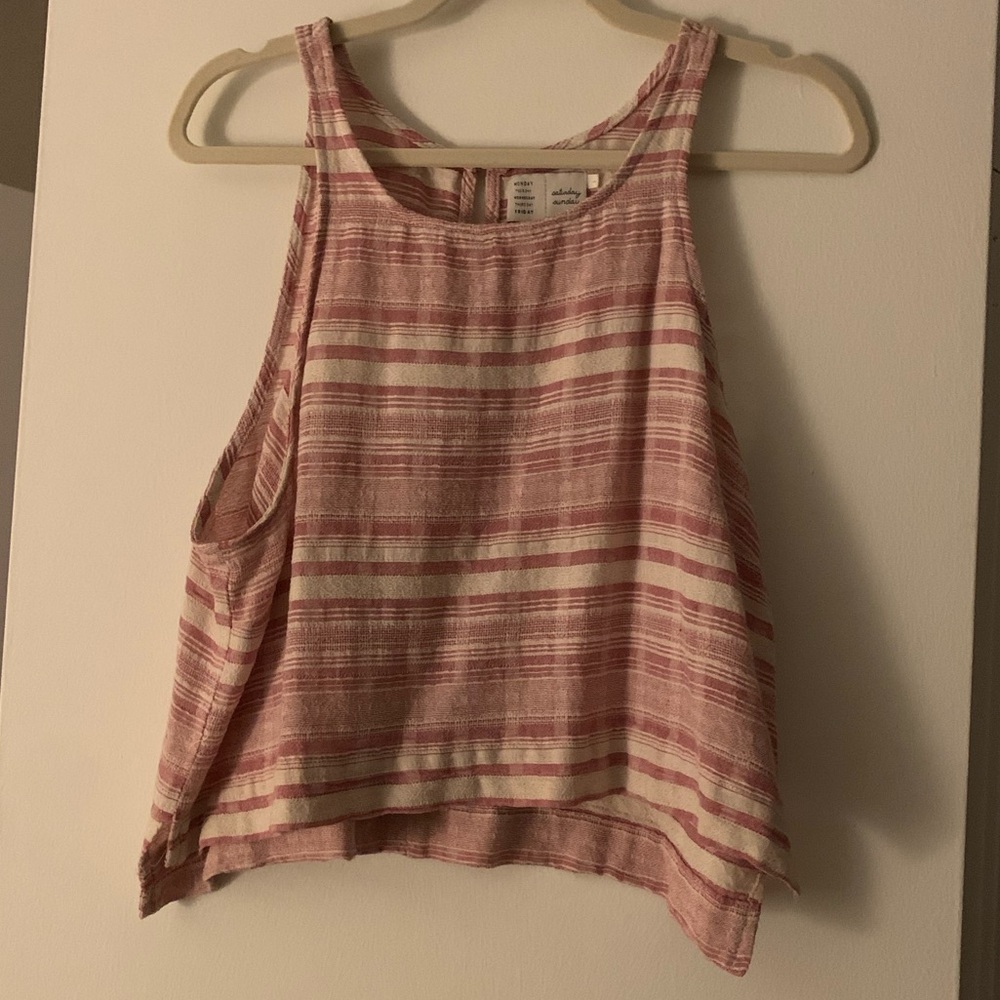 Anthropologie SaturdaySunday red & cream linen top